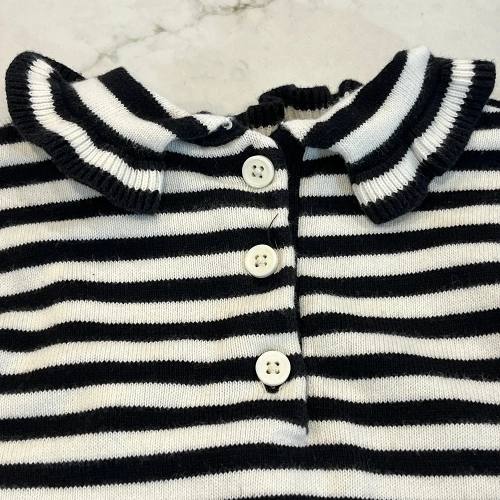 Gymboree‎ Striped Cotton Sweater Dress Toddler Girls 18-24M Black White 2003 Vtg